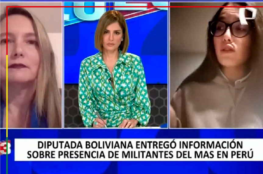 Diputada boliviana durante una entrevista sobre la información que entregó acerca de la presencia de militantes del MAS en Perú.
